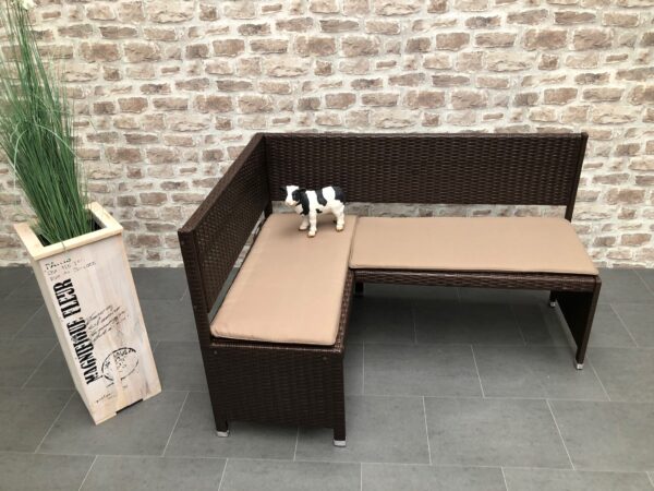 Eckbank Polyrattan braun 1